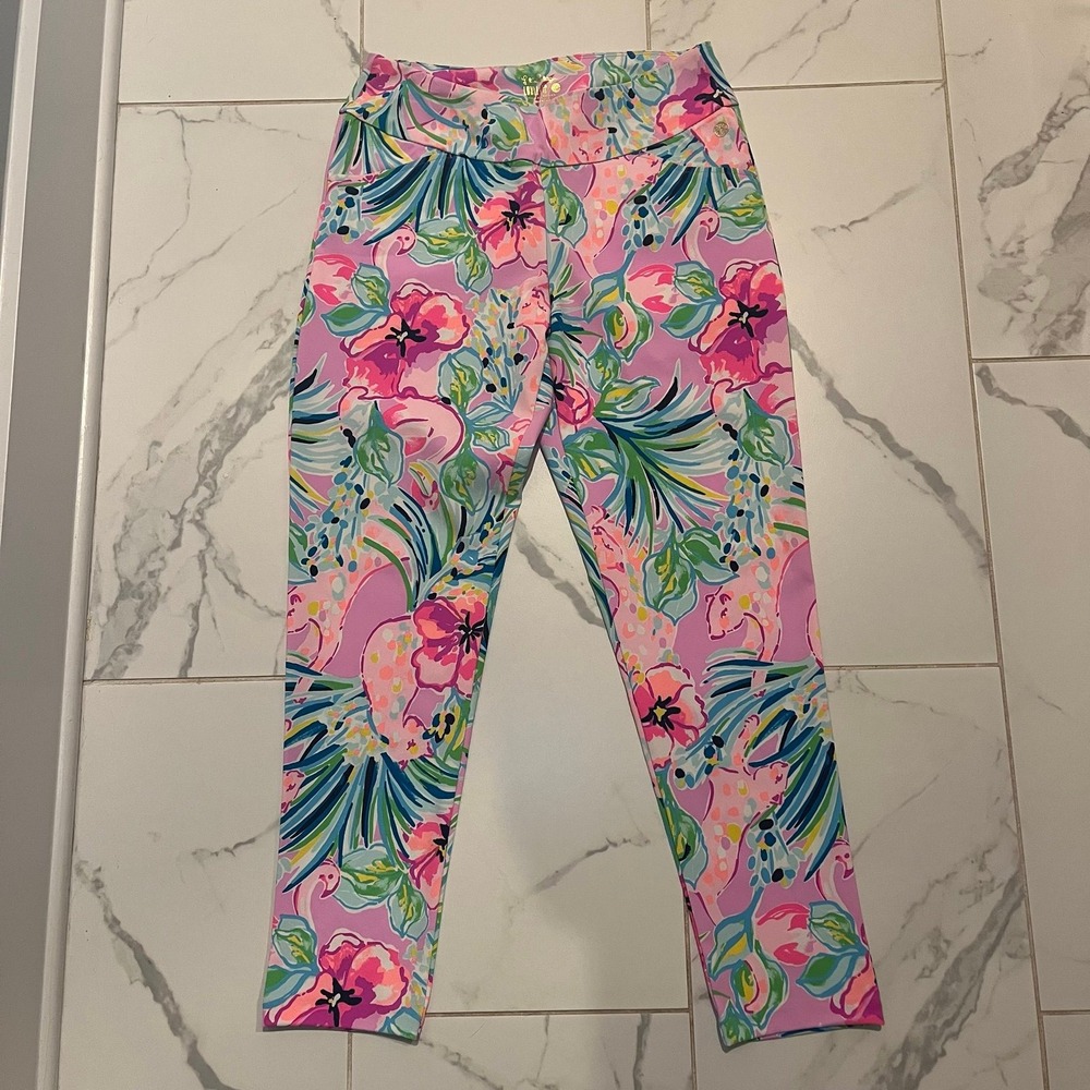 NWT Lilly Pulitzer Corso Pant Upf 50+ Luxletic 28" Flowers and Friends Golf 10